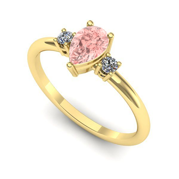 Inel logodna din aur galben cu diamant de laborator roz