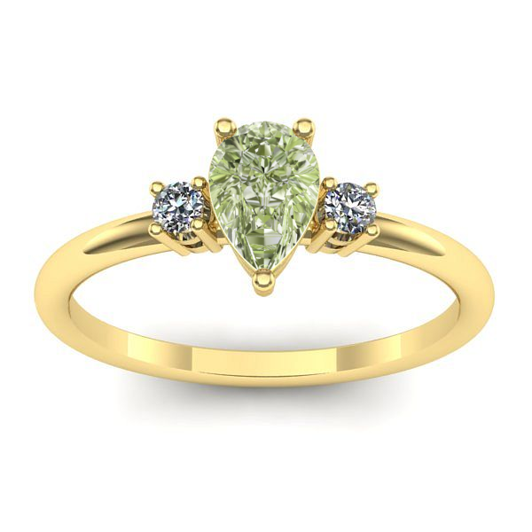 Inel de logodna cu diamant de laborator verde lacrima