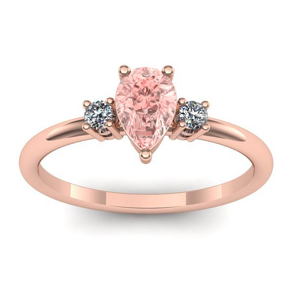 Inel cu diamant de laborator roz lacrima