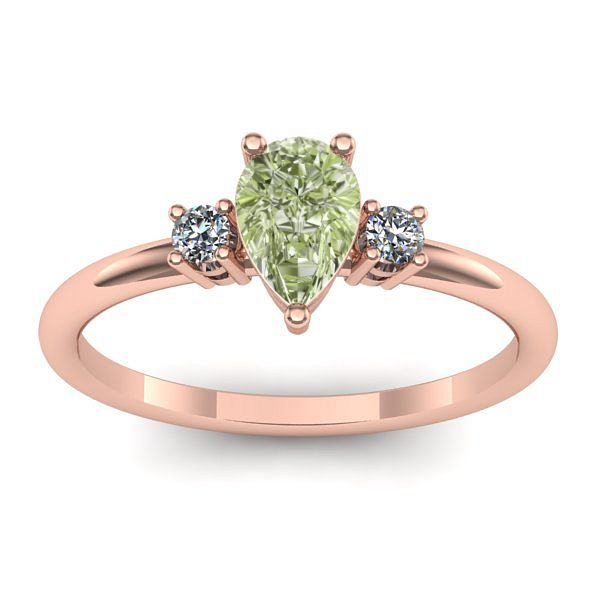 Inel cu diamant de laborator verde lacrima