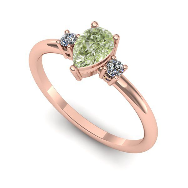 Inel logodna din aur roz cu diamant de laborator verde