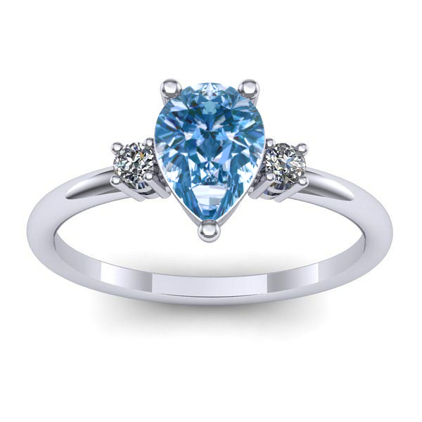 Inel cu diamant de laborator albastru lacrima