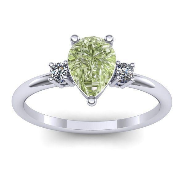 Inel de logodna cu diamant de laborator verde lacrima