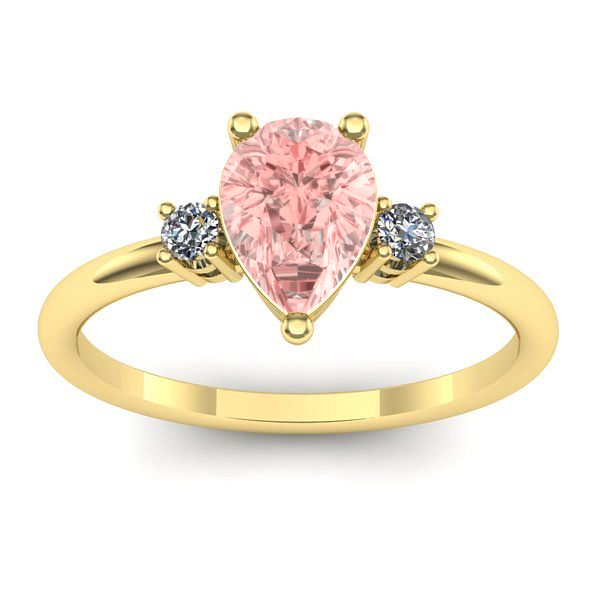 Inel logodna cu diamant de laborator roz lacrima