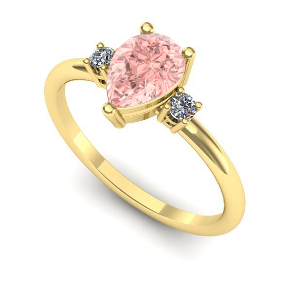 Inel de logodna din aur galben cu diamant de laborator roz