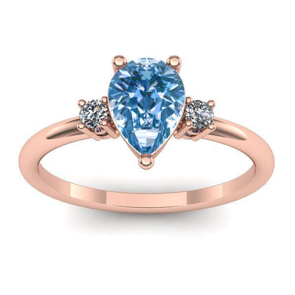 Inel cu diamant de laborator albastru lacrima