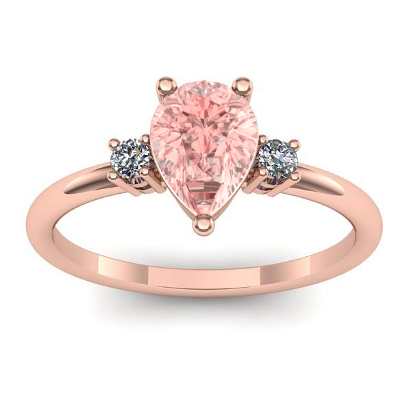 Inel logodna cu diamant de laborator roz lacrima