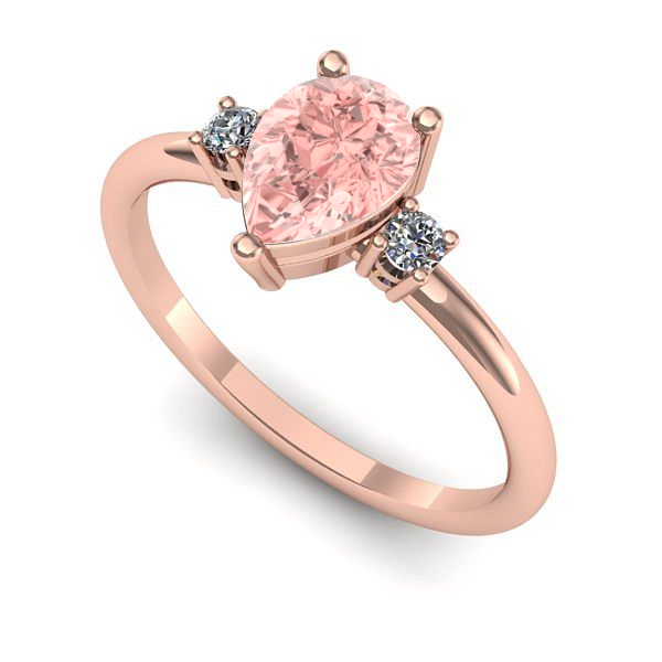 Inel din aur roz cu diamant de laborator roz