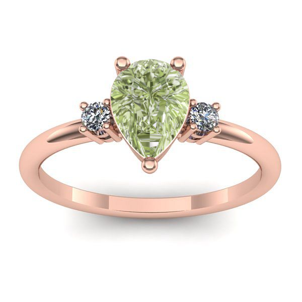 Inel de logodna cu diamant de laborator verde lacrima