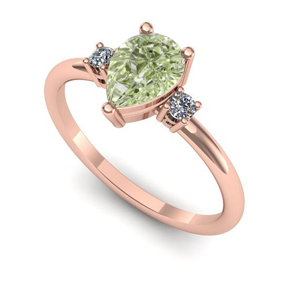 Inel din aur roz cu diamant de laborator verde