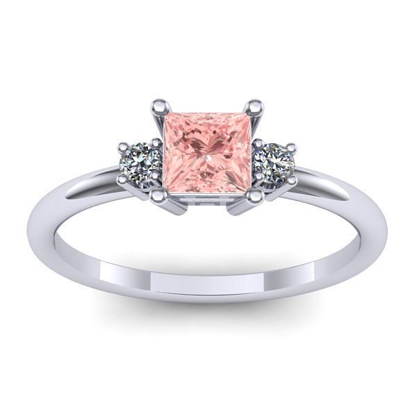 Inel de logodna cu diamant de laborator roz patrat