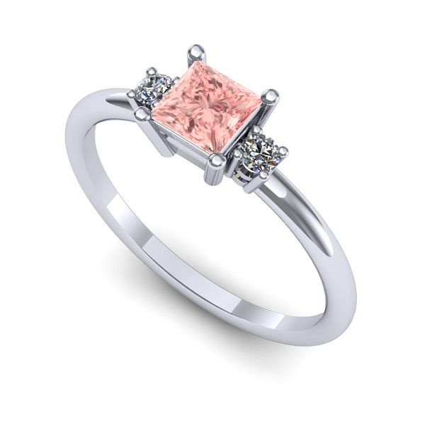 Inel din aur alb cu diamant de laborator roz