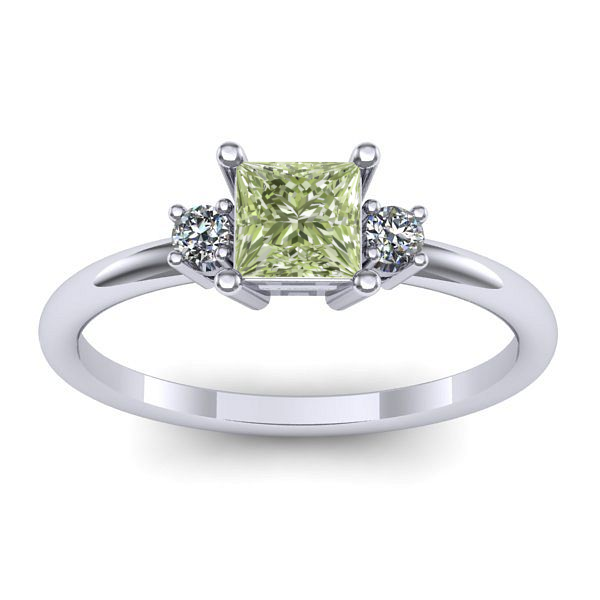 Inel de logodna cu diamant de laborator verde patrat