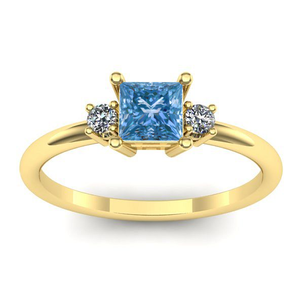 Inel de logodna cu diamant de laborator albastru patrat