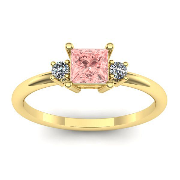 Inel cu diamant de laborator roz patrat