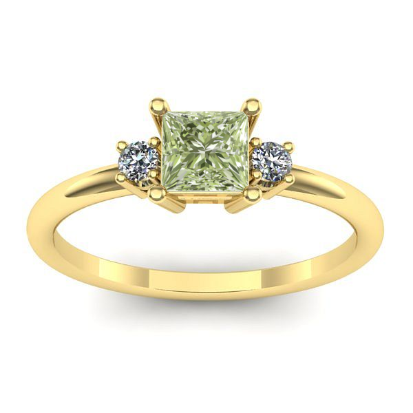 Inel de logodna cu diamant de laborator verde patrat