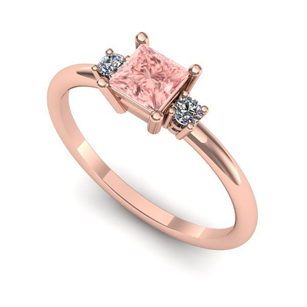 Inel de logodna din aur roz cu diamant de laborator roz