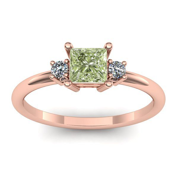 Inel logodna cu diamant de laborator verde patrat