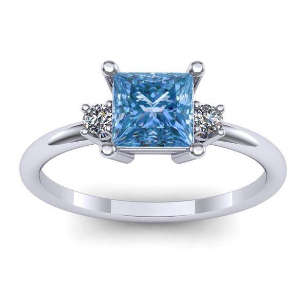 Inel de logodna cu diamant de laborator albastru patrat