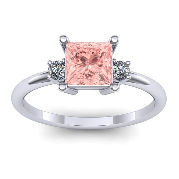 Inel logodna cu diamant de laborator roz patrat