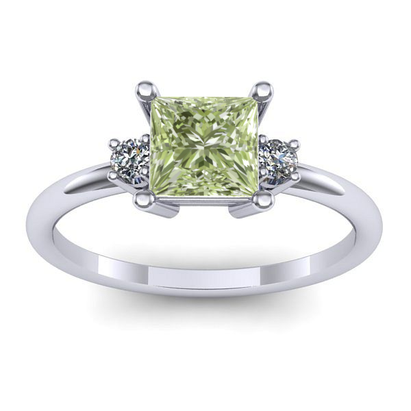 Inel logodna cu diamant de laborator verde patrat