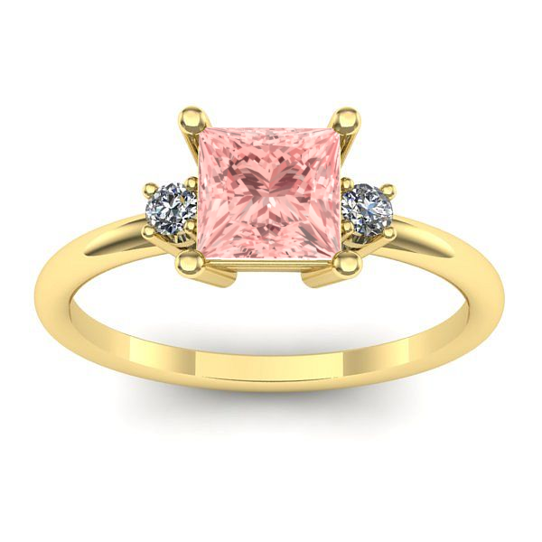 Inel logodna cu diamant de laborator roz patrat