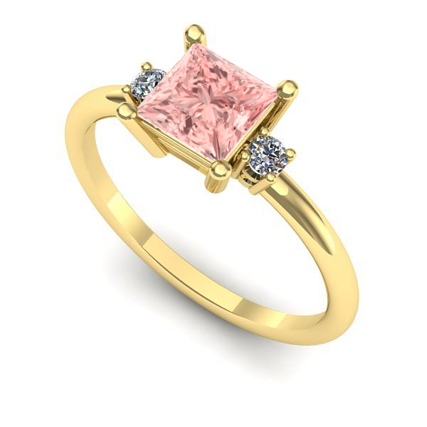 Inel logodna din aur galben cu diamant de laborator roz