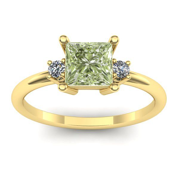 Inel de logodna cu diamant de laborator verde patrat