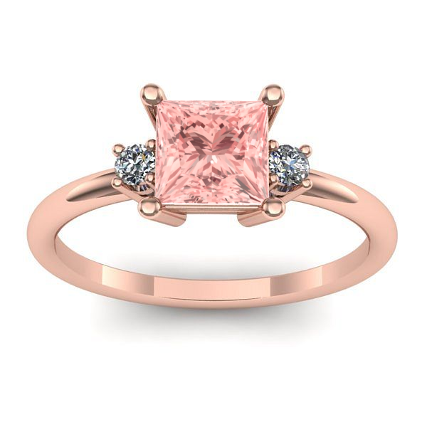 Inel logodna cu diamant de laborator roz patrat