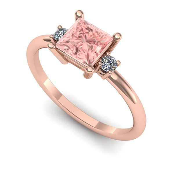 Inel de logodna din aur roz cu diamant de laborator roz