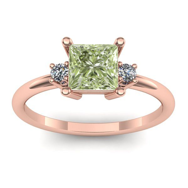 Inel de logodna cu diamant de laborator verde patrat