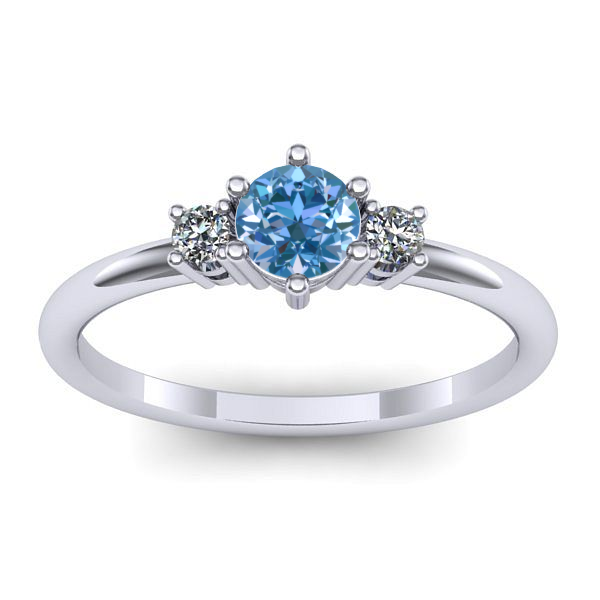 Inel cu diamant de laborator albastru rotund