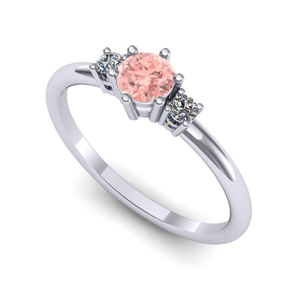 Inel din aur alb cu diamant de laborator roz