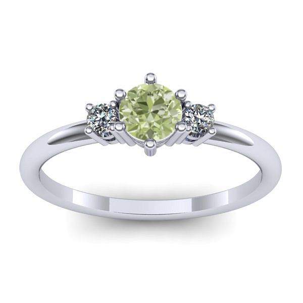 Inel de logodna cu diamant de laborator verde rotund