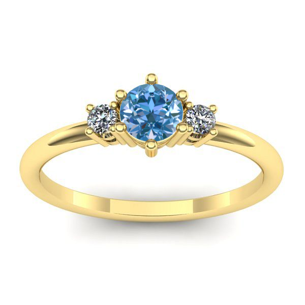 Inel de logodna cu diamant de laborator albastru rotund