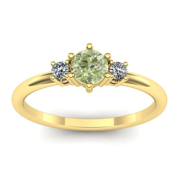 Inel logodna cu diamant de laborator verde rotund