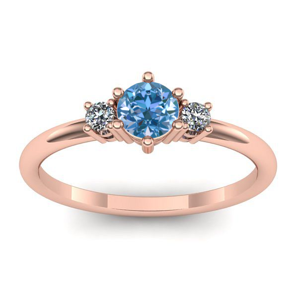 Inel logodna cu diamant de laborator albastru rotund