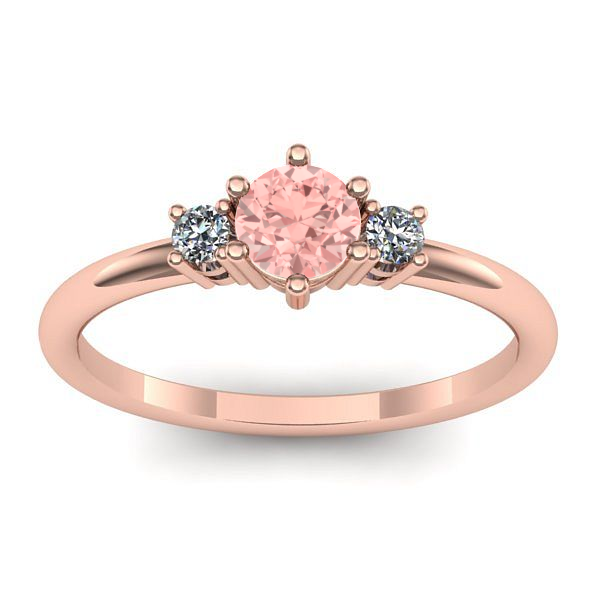 Inel cu diamant de laborator roz rotund