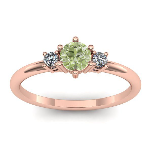 Inel cu diamant de laborator verde rotund