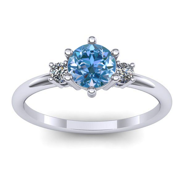 Inel logodna cu diamant de laborator albastru rotund