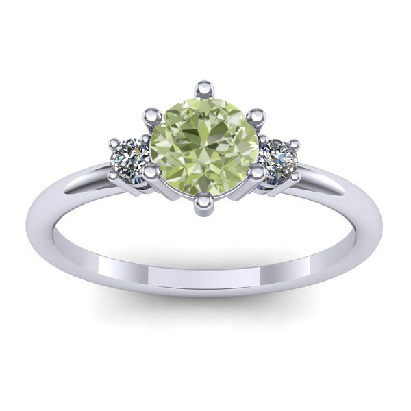 Inel cu diamant de laborator verde rotund