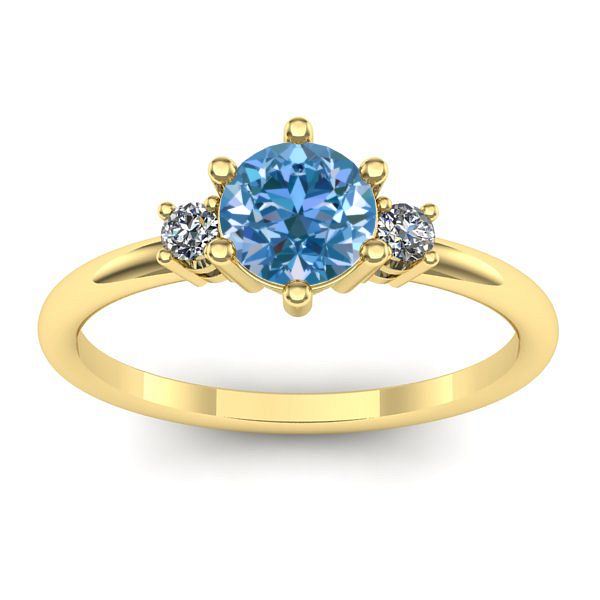 Inel cu diamant de laborator albastru rotund