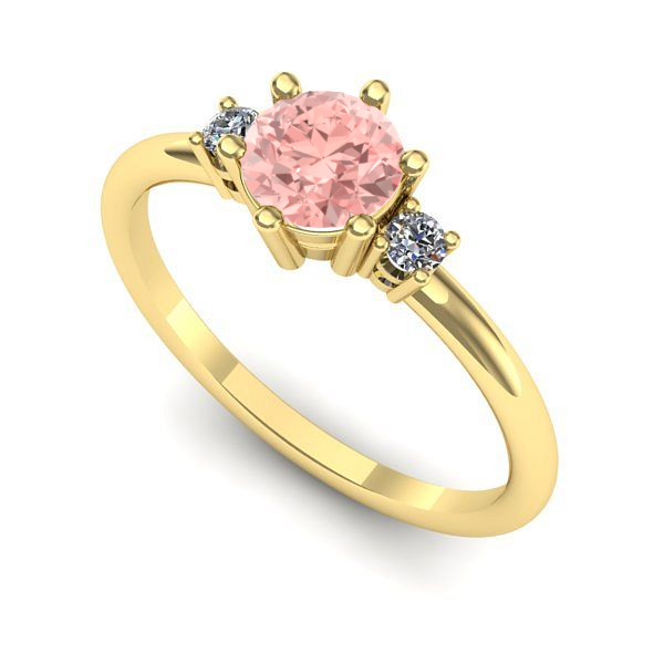 Inel logodna din aur galben cu diamant de laborator roz