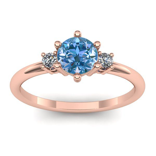 Inel de logodna cu diamant de laborator albastru rotund