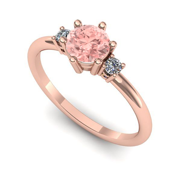 Inel logodna din aur roz cu diamant de laborator roz