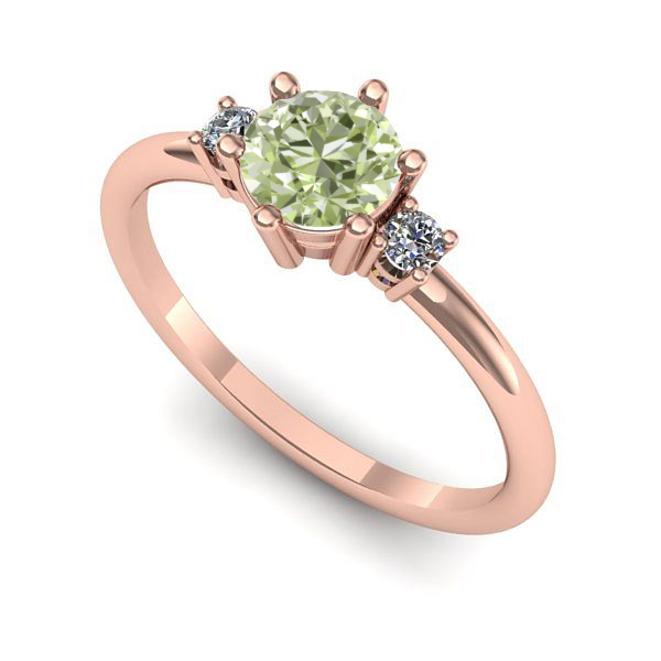 Inel din aur roz cu diamant de laborator verde