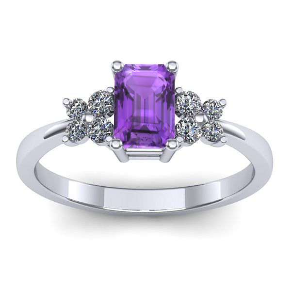 Inel logodna cu ametist dreptunghiular