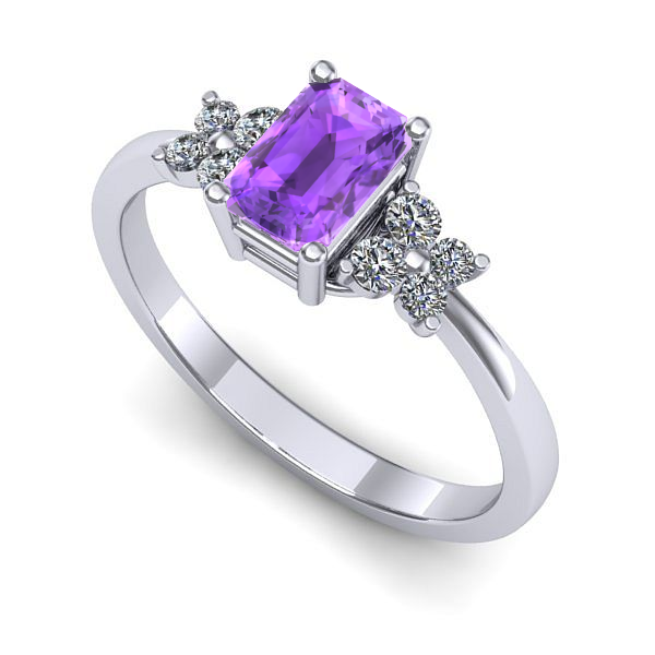 Inel de logodna din aur alb cu ametist