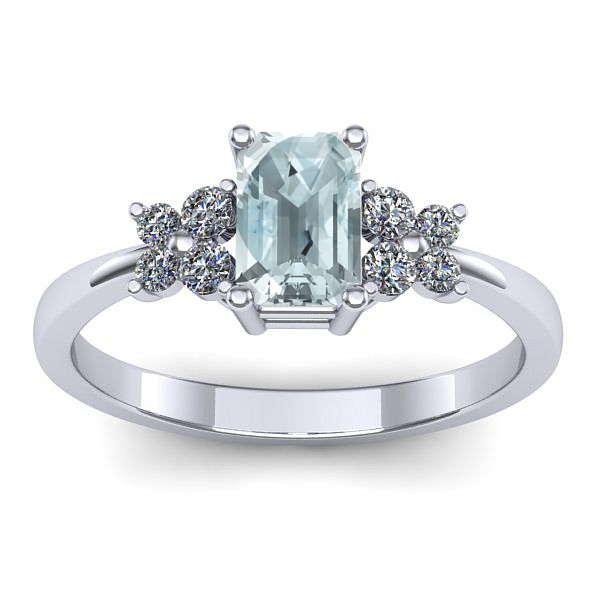 Inel logodna cu aquamarin dreptunghiular