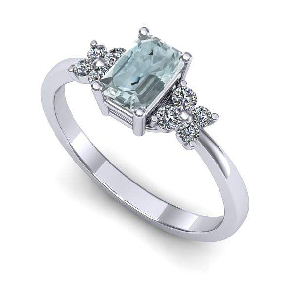 Inel de logodna din aur alb cu aquamarin